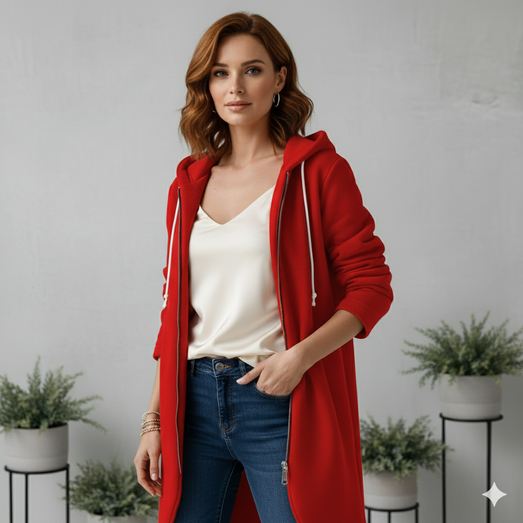 Damen Sweatjacke mit Kapuze & Reißverschluss | Herbst/Winter