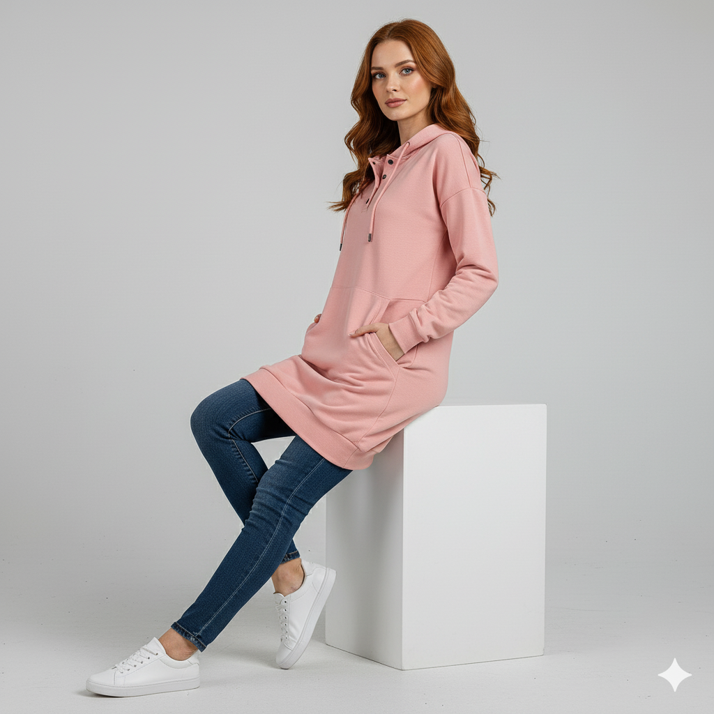 Lässiges Damen Hoodie mit Knopfleist