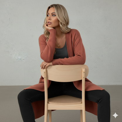 Langer Damen Strickjacke mit Taschen | Herbst & Winter | Elegant