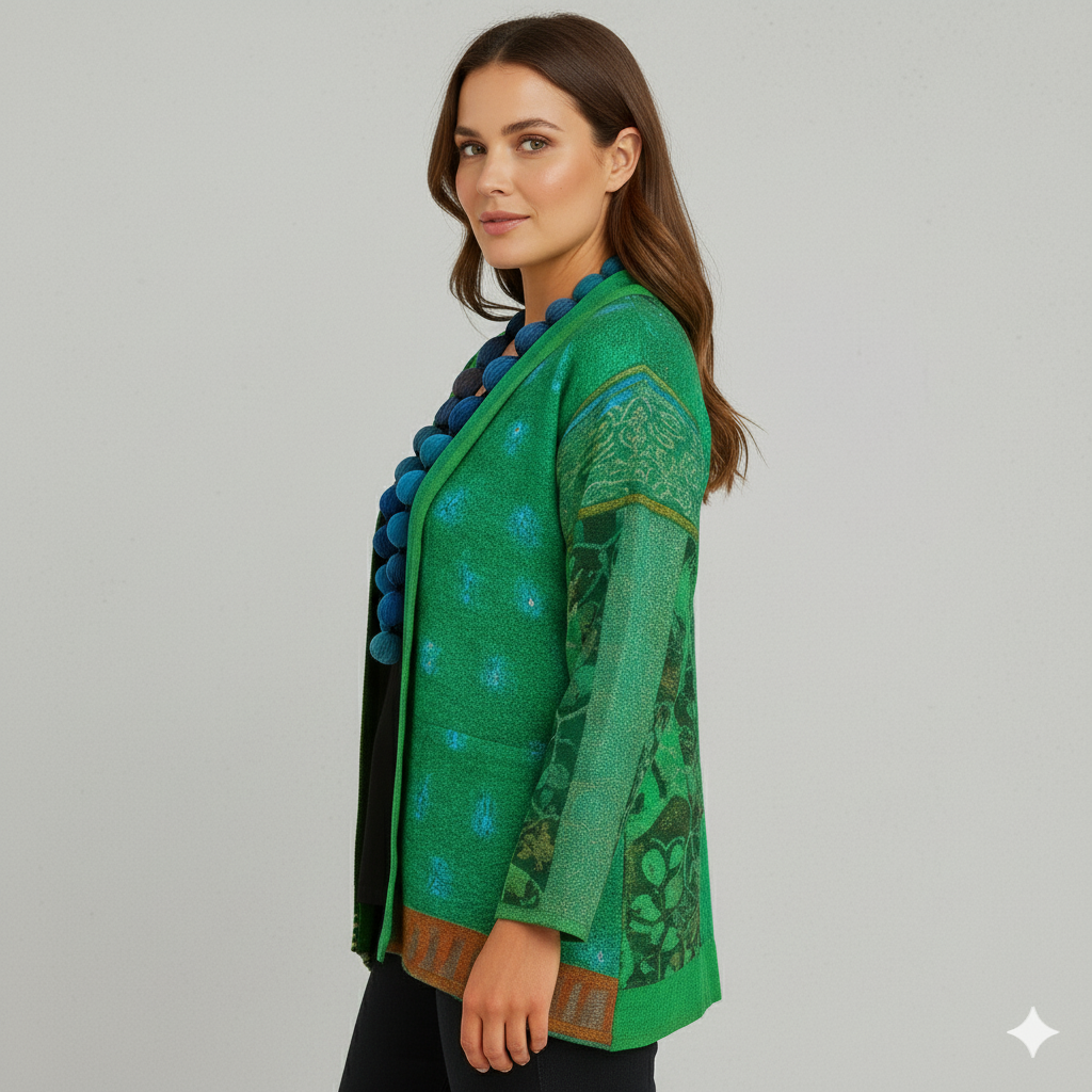 Weit geschnittener Damenmantel mit Ethno Muster | Boho Stil
