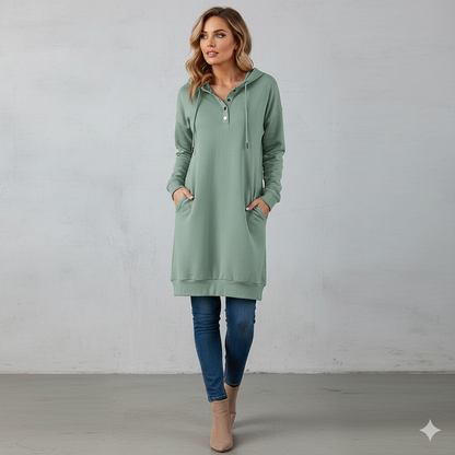 Lässiges Damen Hoodie mit Knopfleist