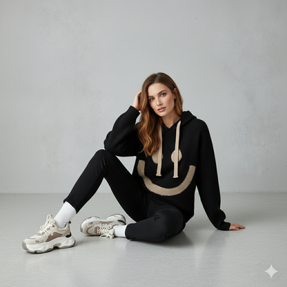 Damen Hoodie mit Smiley Print