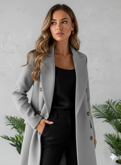 Damen Mantel mit Reverskragen | Doppelreihig & Elegant | Herbst/Winter