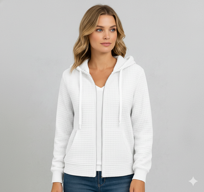 Leichter Damen Kapuzen Strickjacke mit Reißverschluss | Übergang