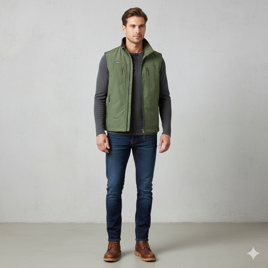Herren Outdoor Weste mit Taschen | Leicht & Atmungsaktiv | Übergang