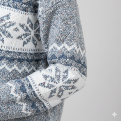 Damen Strickpullover mit Stehkragen | Winter | Schneeflocken-Muster