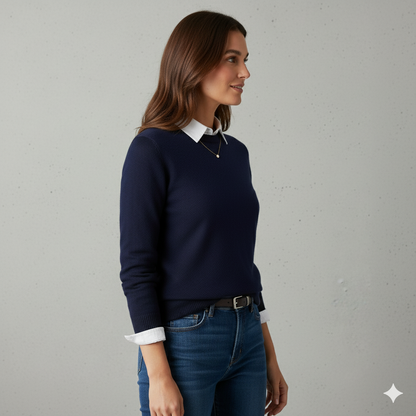 Kuscheliger Damen Strickpullover mit Rundhalsausschnitt | Winter | Elegant