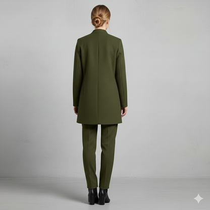Damen Wollmantel mit Stehkragen | Schmaler Schnitt & Elegant | Herbst/Winter