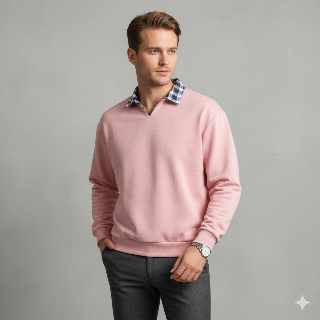Lässiger Herrenpullover mit Reverskragen | Bequem | Freizeit