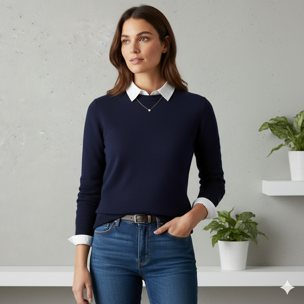 Kuscheliger Damen Strickpullover mit Rundhalsausschnitt | Winter | Elegant