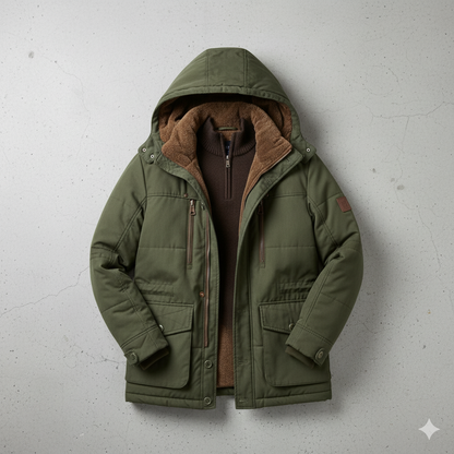 Warmer Herren Wintermantel mit Kapuze | Dick & Funktional