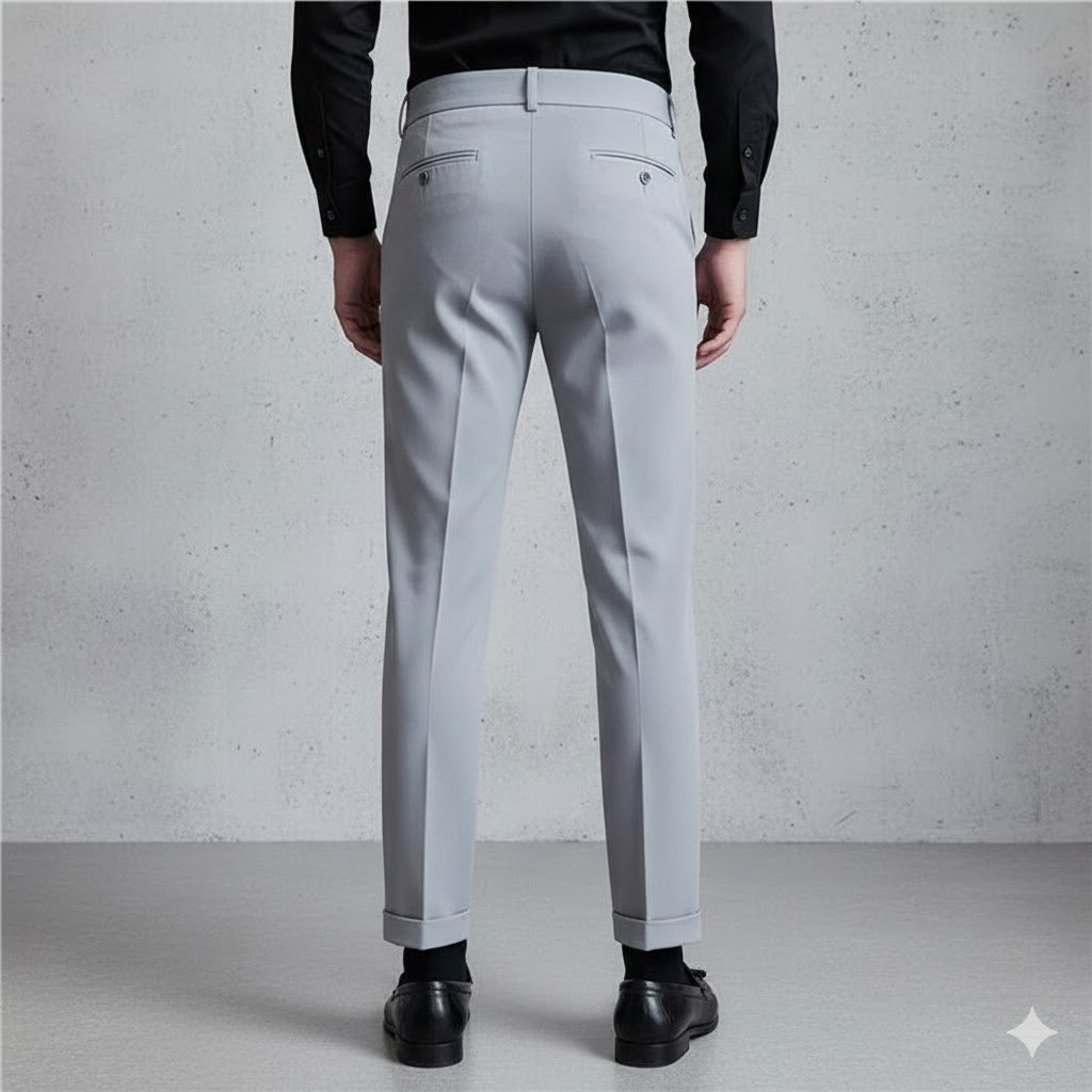 Herren Bundfaltenhose elegant | Moderner Slim Fit mit Doppelverschluss