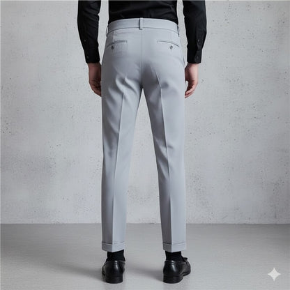 Herren Bundfaltenhose elegant | Moderner Slim Fit mit Doppelverschluss