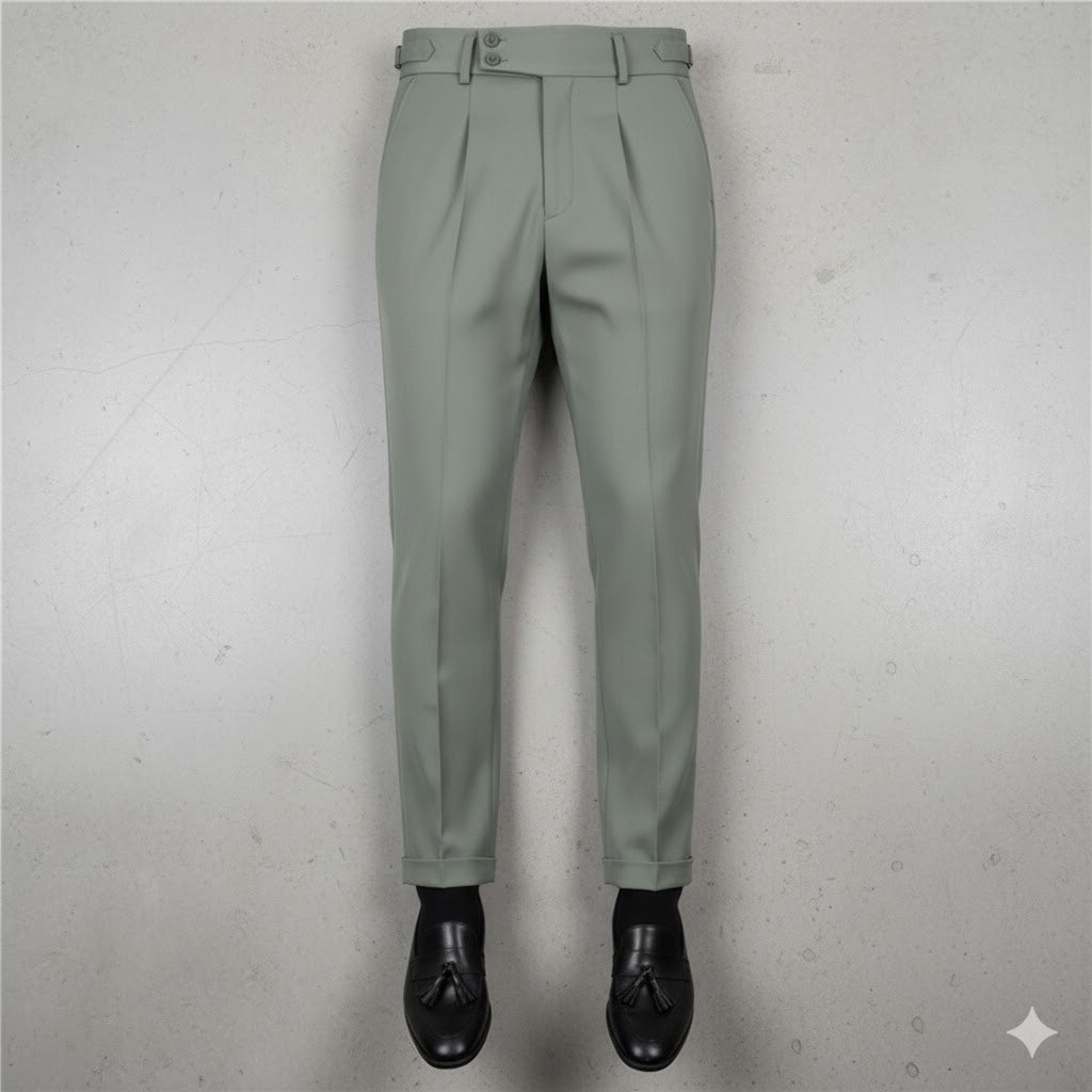 Herren Bundfaltenhose elegant | Moderner Slim Fit mit Doppelverschluss