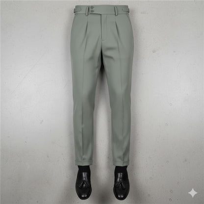 Herren Bundfaltenhose elegant | Moderner Slim Fit mit Doppelverschluss