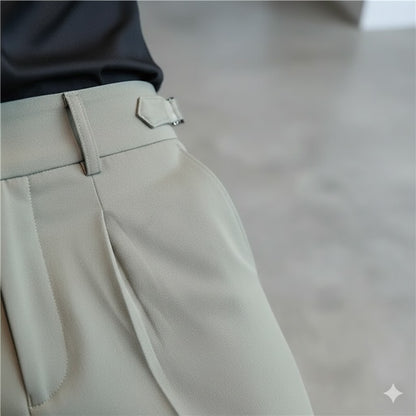 Herren Bundfaltenhose elegant | Moderner Slim Fit mit Doppelverschluss