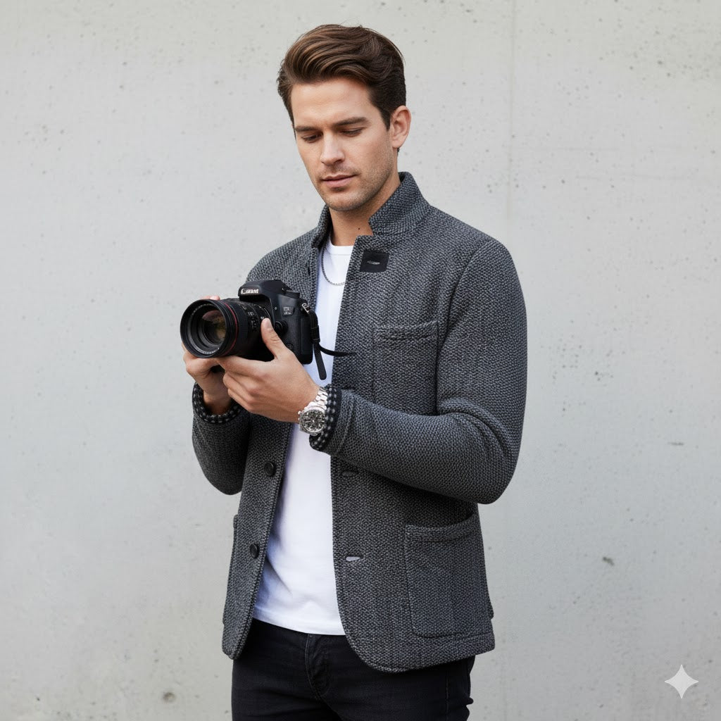 Herren Strickjacke mit Stehkragen | Slim Fit | Winter