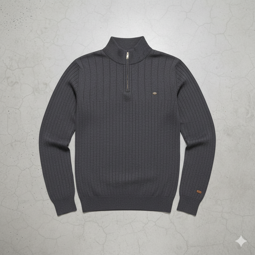 Herren Strickpullover mit Stehkragen | Halbzip | Winter