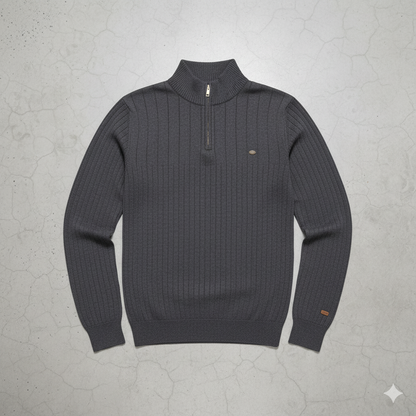 Herren Strickpullover mit Stehkragen | Halbzip | Winter