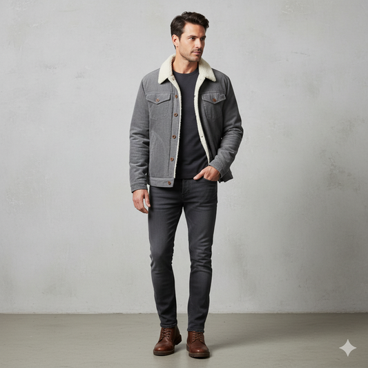 Herren Cordjacke mit Teddyfutter | Warm & Lässig | Herbst Winter