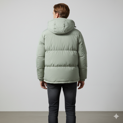 Warme Herren Pufferjacke mit Kapuze