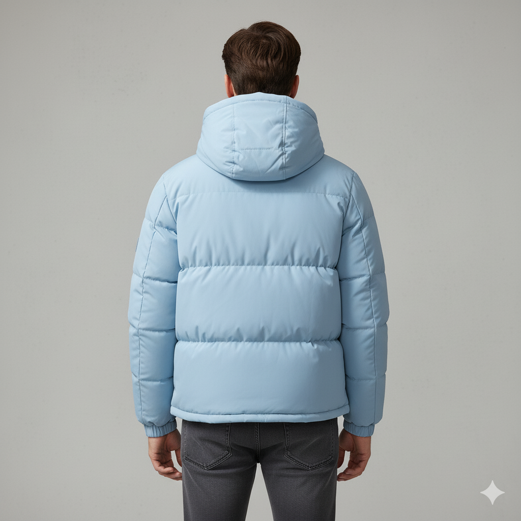 Warme Herren Pufferjacke mit Kapuze