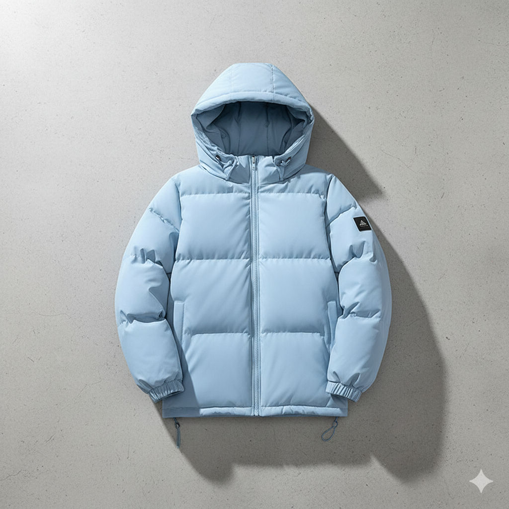 Warme Herren Pufferjacke mit Kapuze