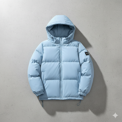 Warme Herren Pufferjacke mit Kapuze