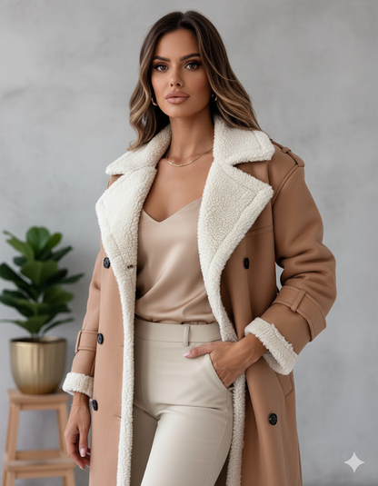 Damen Mantel aus Veganleder mit Plüschfutter | Warm & Modern