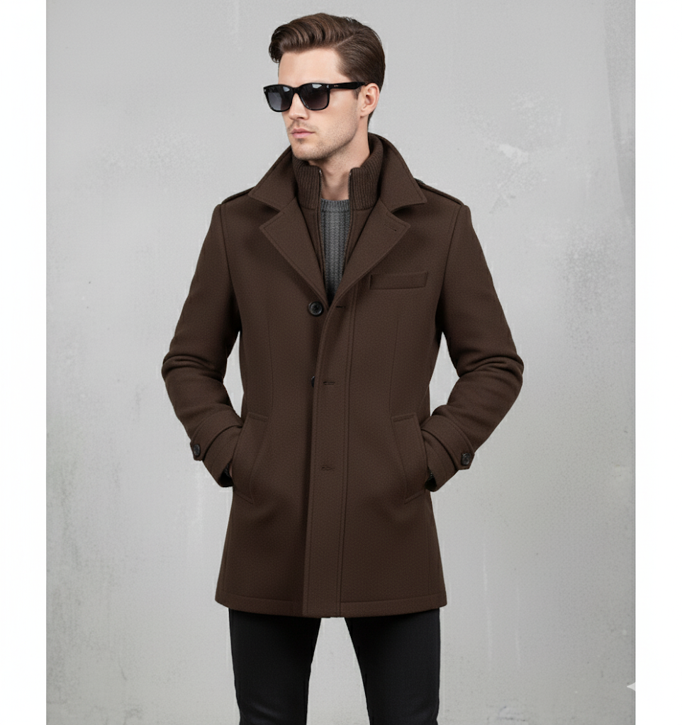 Eleganter Herren Wollmantel mit Stehkragen | Winter | Warm