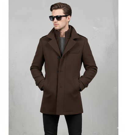 Eleganter Herren Wollmantel mit Stehkragen | Winter | Warm