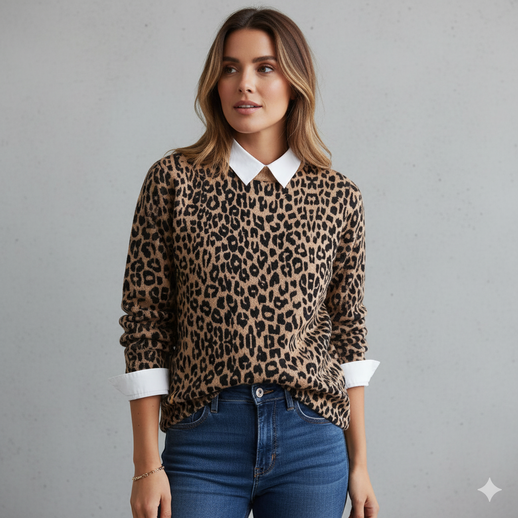 Damen Strickpullover mit Blumenmuster | Locker & Elegant