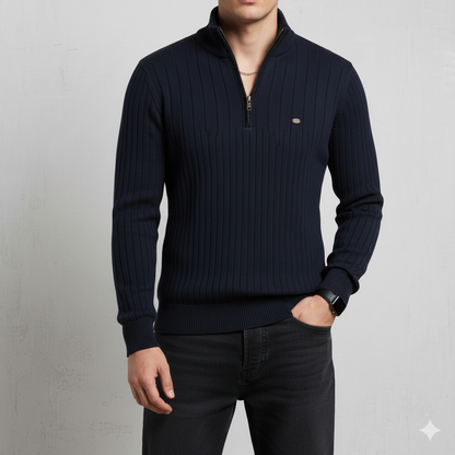 Herren Strickpullover mit Stehkragen | Halbzip | Winter
