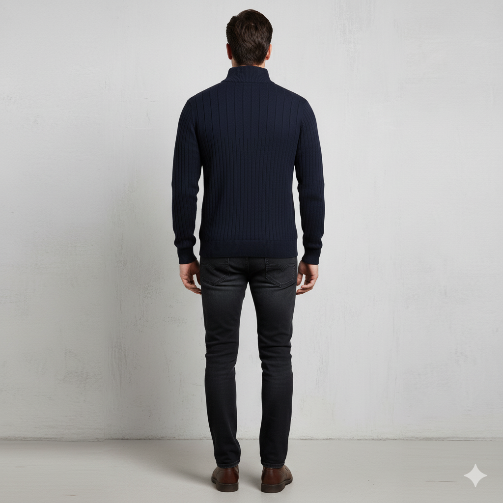 Herren Strickpullover mit Stehkragen | Halbzip | Winter