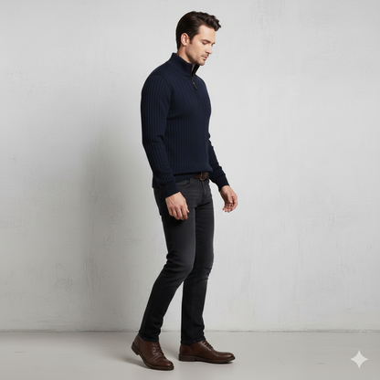 Herren Strickpullover mit Stehkragen | Halbzip | Winter