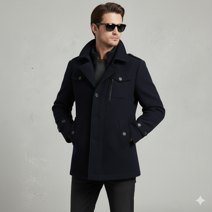 Eleganter Herren Wollmantel mit Stehkragen | Winter | Warm