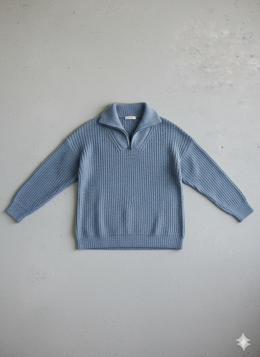 Kuscheliger Damen Strickpullover mit Reißverschluss | Winter