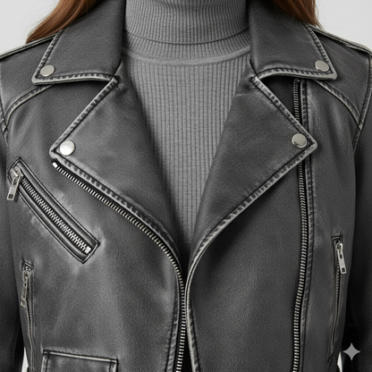 Damen Bikerjacke aus Veganleder | Kurz & Modern | Herbst