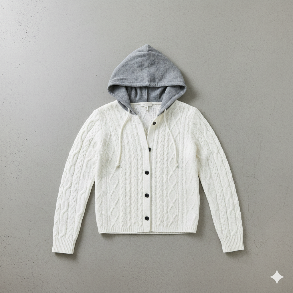 Gemusterte Damen Wolljacke mit Kapuze | Herbst & Winter | Lässig