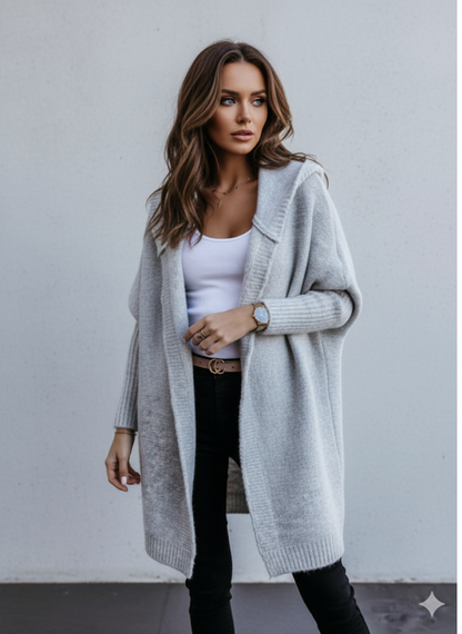 Langer Damen Strickjacke im Loose Fit mit Revers | Herbst