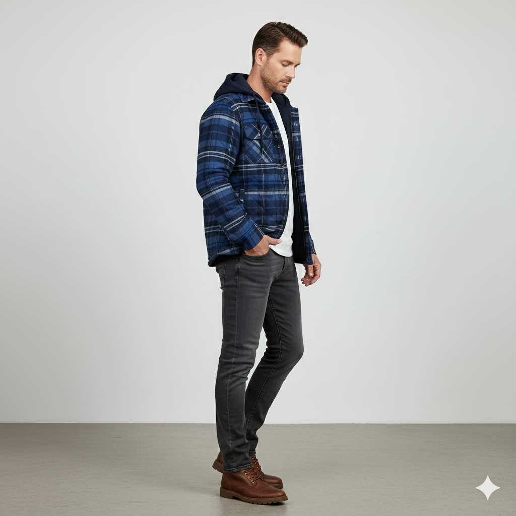 Gepolsterte Herrenjacke mit Karomuster | Warm & Casual Winter