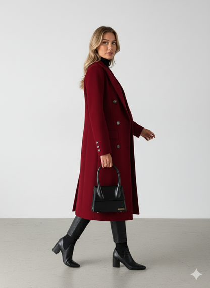 Damen Mantel mit Reverskragen | Doppelreihig & Elegant | Herbst/Winter