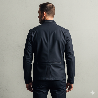 Herren Bikerjacke aus Veganleder mit Stehkragen | Herbst Winter