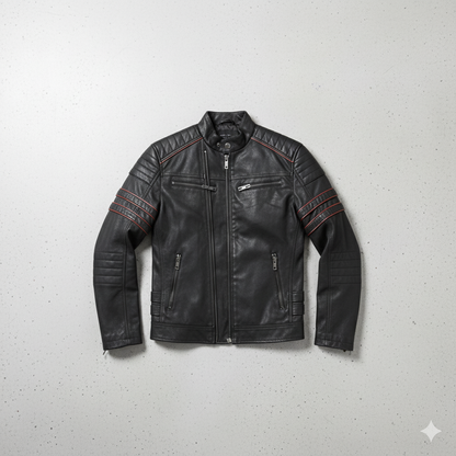 Herren Bikerjacke aus Veganleder mit Stehkragen | Herbst Winter