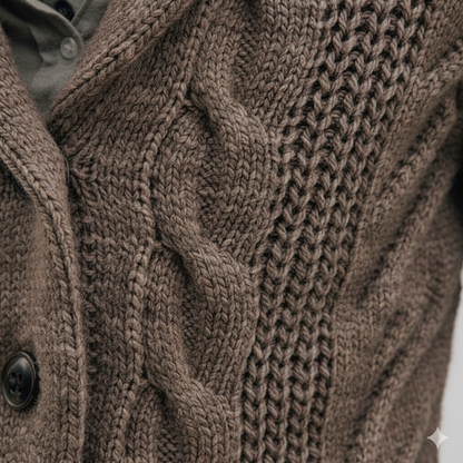 Herren Strickjacke mit Schalkragen und Zopfmuster | Winter