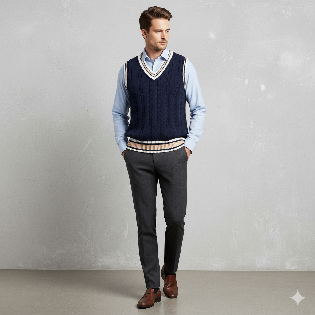 Herren Strickweste im College Stil | Herbst | Übergröße