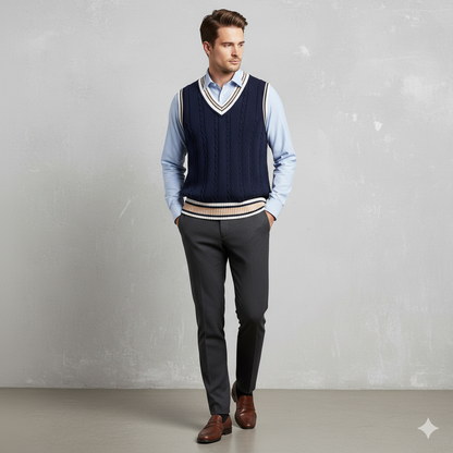 Herren Strickweste im College Stil | Herbst | Übergröße