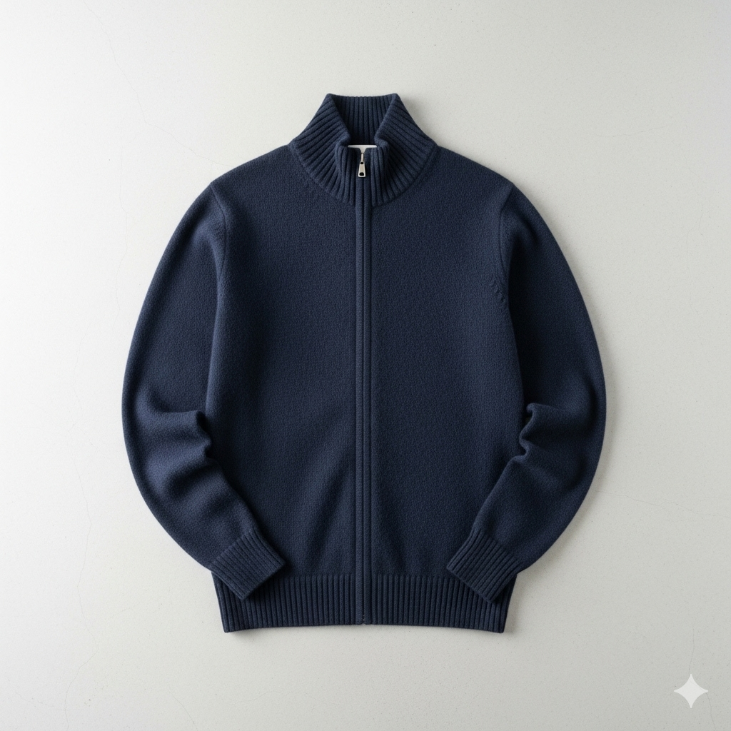 Herren Wollpullover mit Reißverschlusskragen | Elegant | Winter