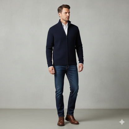 Herren Wollpullover mit Reißverschlusskragen | Elegant | Winter