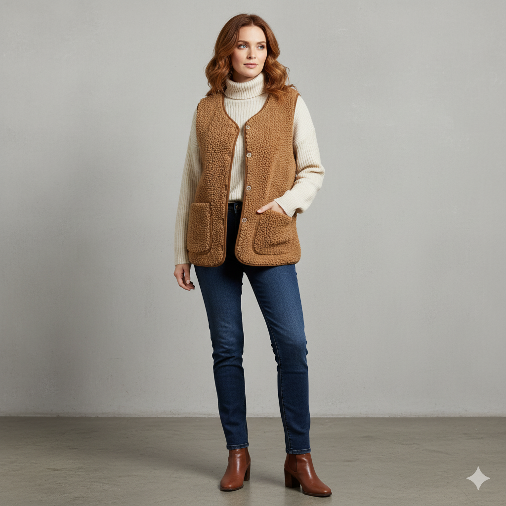 Kuschelige Damenweste aus Plüsch | Warm & Bequem für Herbst/Winter